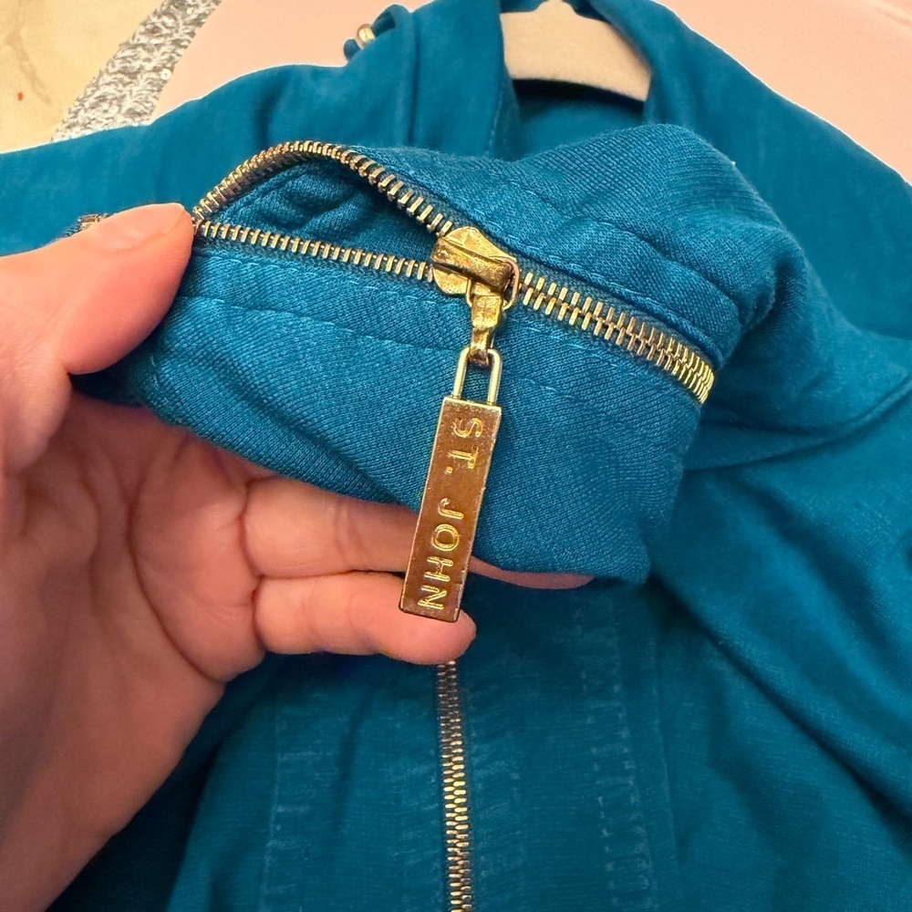 St. John Spa Zip Sweater cardigan & matching pants Stretch Jersey Knit - Picture 10 of 16